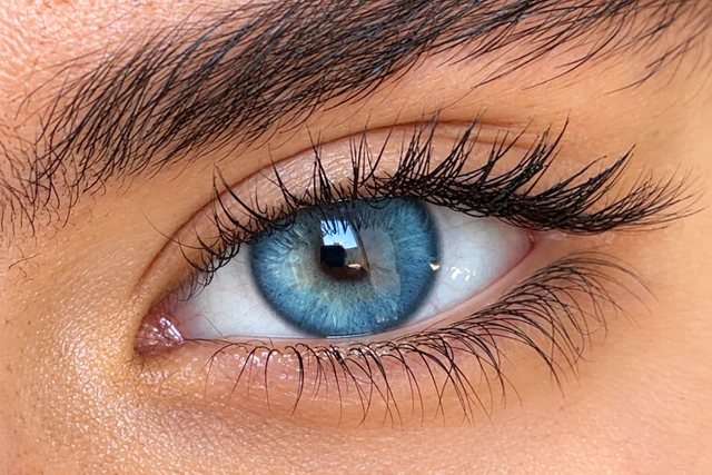نمونه رنگ لنز لنز آبی روی چشم
