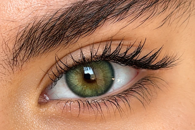 نمونه رنگ لنز لنز سبز روی چشم