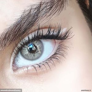 لنز رنگی چشم عسلی طوسی طبیعی آماندا آلموند هانی