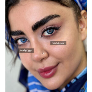 لنز رنگی آبی طوسی دور دار عروسکی باربی بلو آماندا